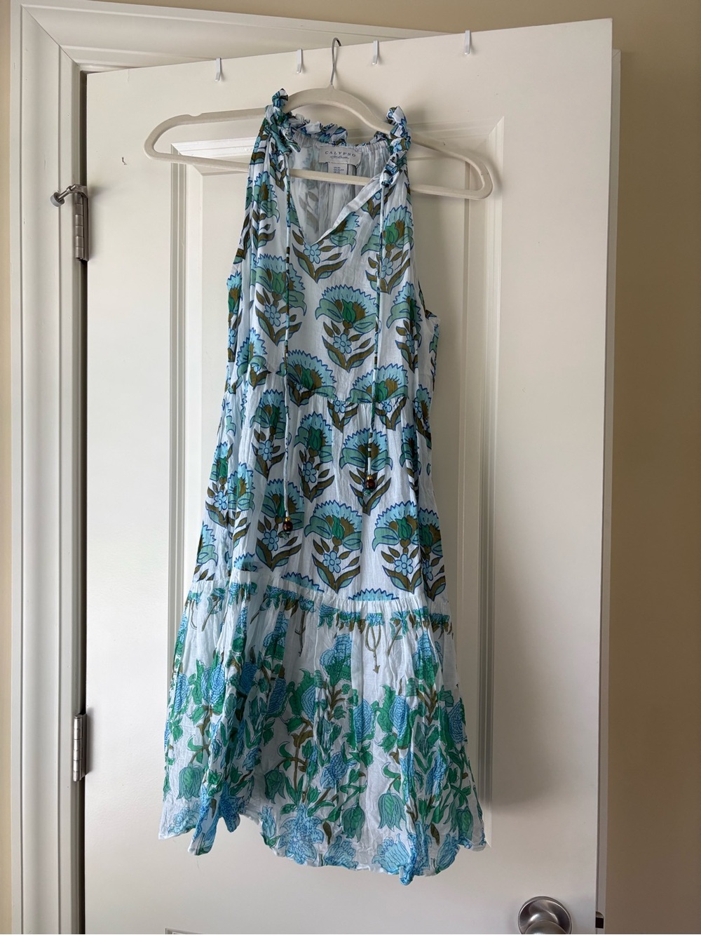 Light Blue Floral Halter Sundress